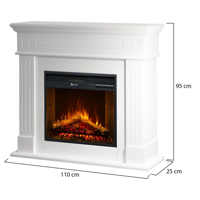 Camino Elettrico Bianco Superficie Riscaldabile 30 Potenza (kw) 0.9-1.8 110x25x95h cm, Indoor - Sola