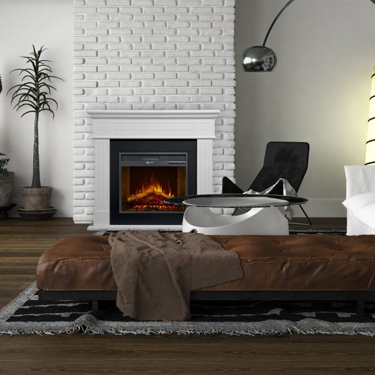 Camino Elettrico Bianco Superficie Riscaldabile 30 Potenza (kw) 0.9-1.8 110x25x95h cm, Indoor - Sola