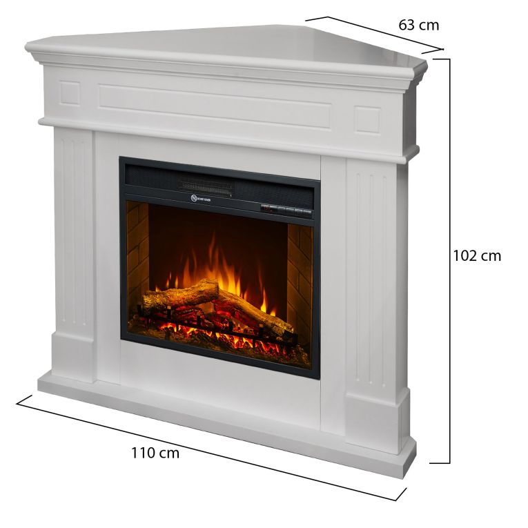 Camino Elettrico Bianco Superficie Riscaldabile 30 Potenza (kw) 0.9-1.8 110x63x102h cm, Indoor - Treviolo