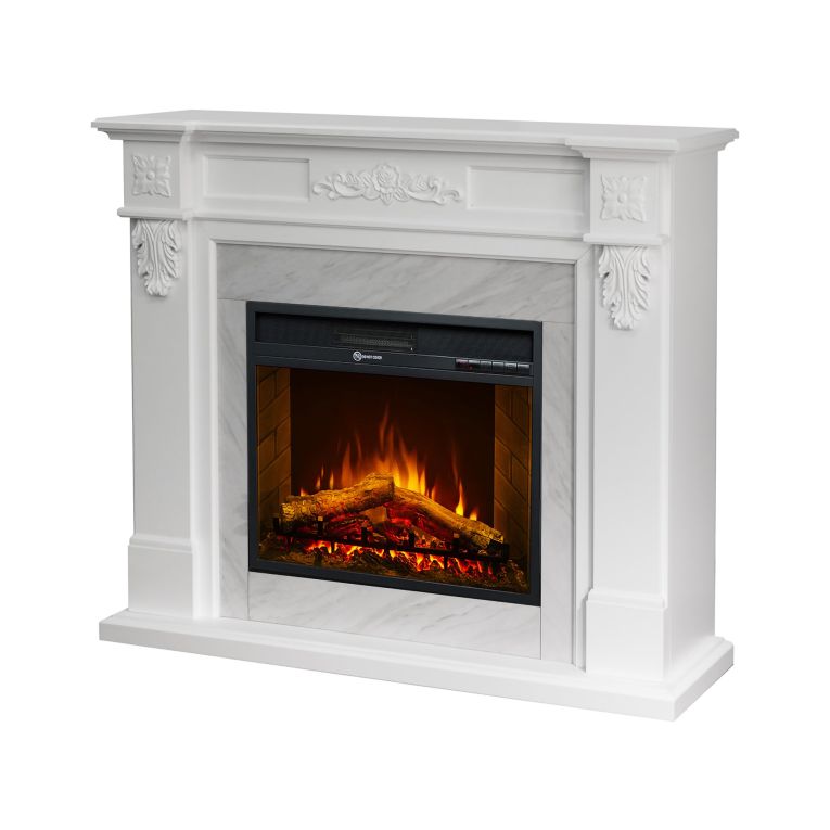 Camino Elettrico Bianco Superficie Riscaldabile 30 Potenza (kw) 0.9-1.8 121x38x108h cm, Indoor - Prasco