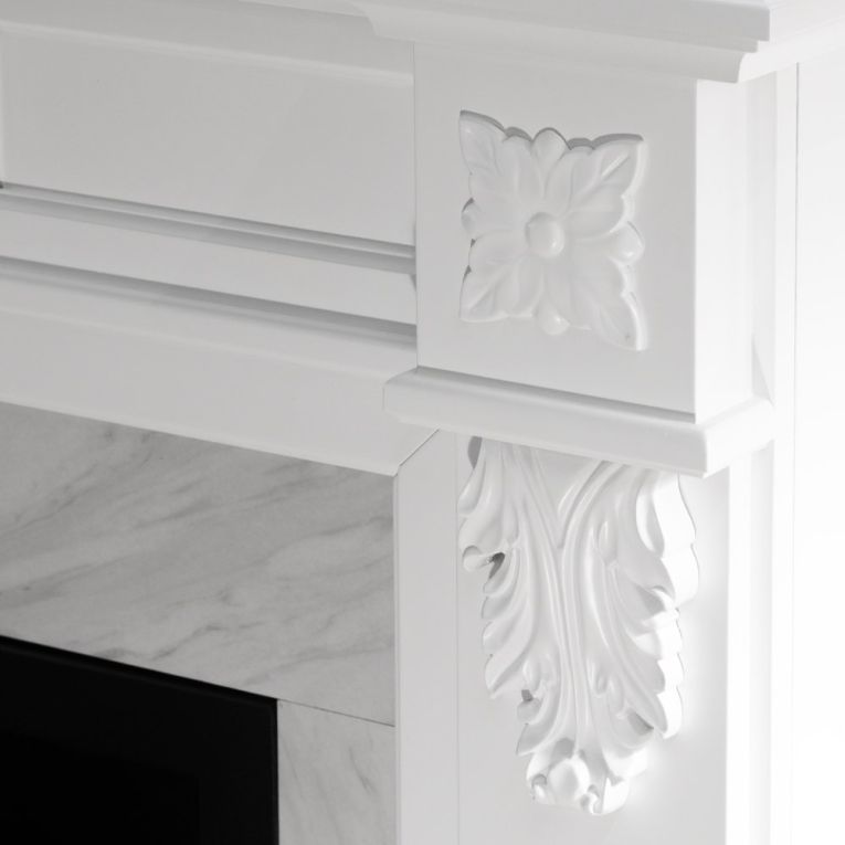 Camino Elettrico Bianco Superficie Riscaldabile 30 Potenza (kw) 0.9-1.8 121x38x108h cm, Indoor - Prasco