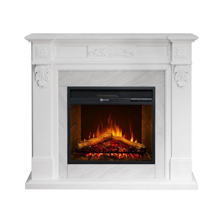 Camino Elettrico Bianco Superficie Riscaldabile 30 Potenza (kw) 0.9-1.8 121x38x108h cm, Indoor - Prasco