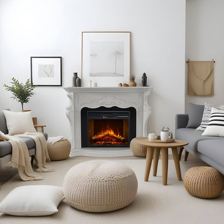 Camino Elettrico Bianco Superficie Riscaldabile 30 Potenza (kw) 0.9-1.8 123x39x100h cm, Indoor - Triuggio