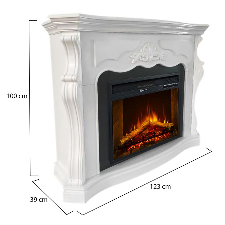 Camino Elettrico Bianco Superficie Riscaldabile 30 Potenza (kw) 0.9-1.8 123x39x100h cm, Indoor - Triuggio