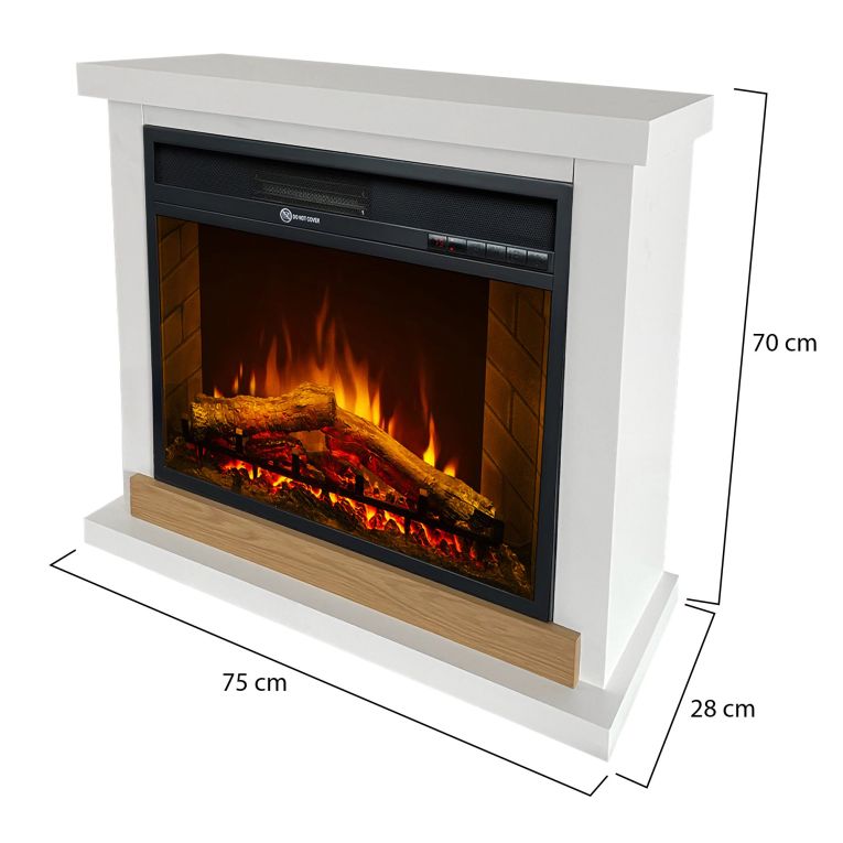 Camino Elettrico Bianco Superficie Riscaldabile 30 Potenza (kw) 0.9-1.8 75x28x70h cm, Indoor - Stia