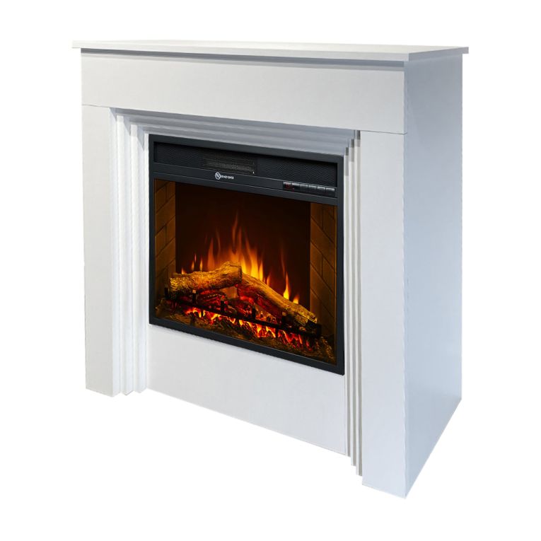 Camino Elettrico Bianco Superficie Riscaldabile 30 Potenza (kw) 0.9-1.8 96x35x96h cm, Indoor - Alfaedo