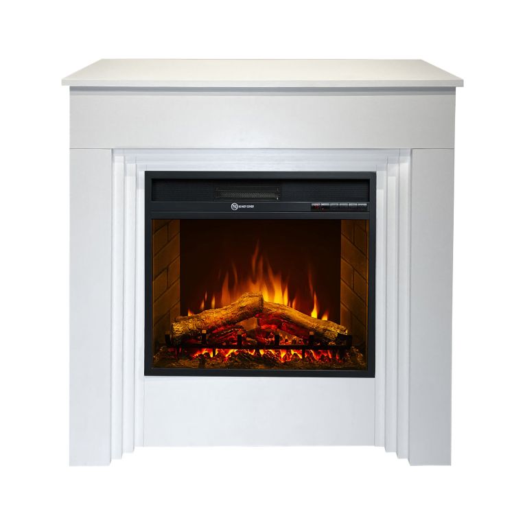 Camino Elettrico Bianco Superficie Riscaldabile 30 Potenza (kw) 0.9-1.8 96x35x96h cm, Indoor - Alfaedo