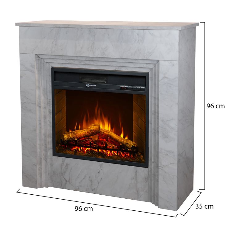 Camino Elettrico Bianco Superficie Riscaldabile 30 Potenza (kw) 0.9-1.8 96x35x96h cm, Indoor - Volla