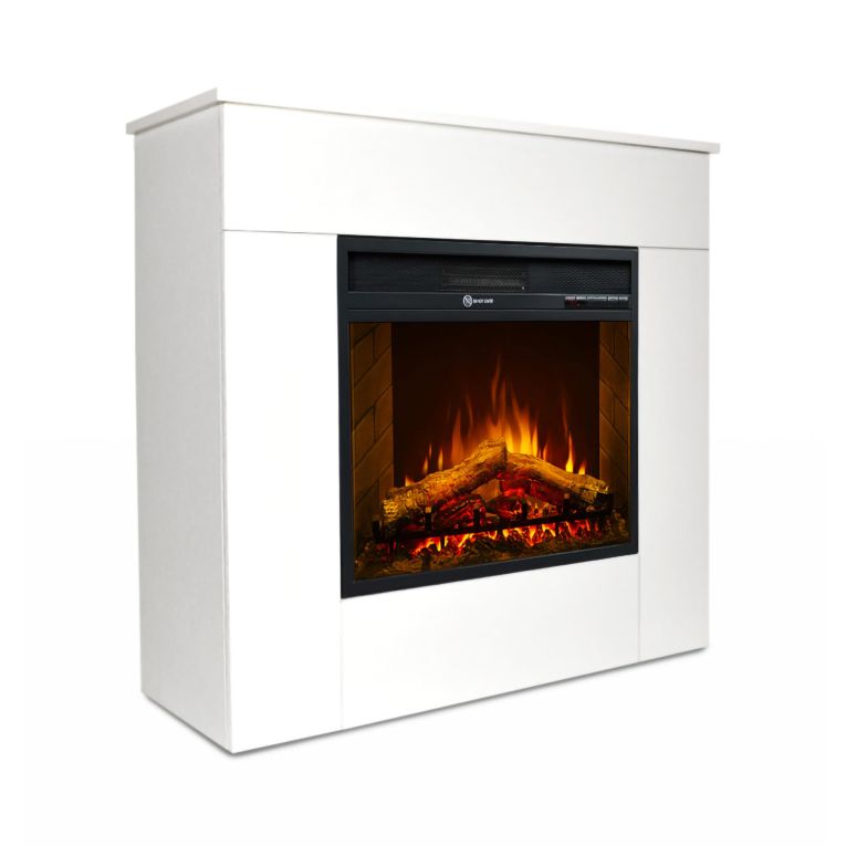 Camino Elettrico Bianco Superficie Riscaldabile 30 Potenza (kw) 0.9-1.8 96x36x90h cm, Indoor - Feletto