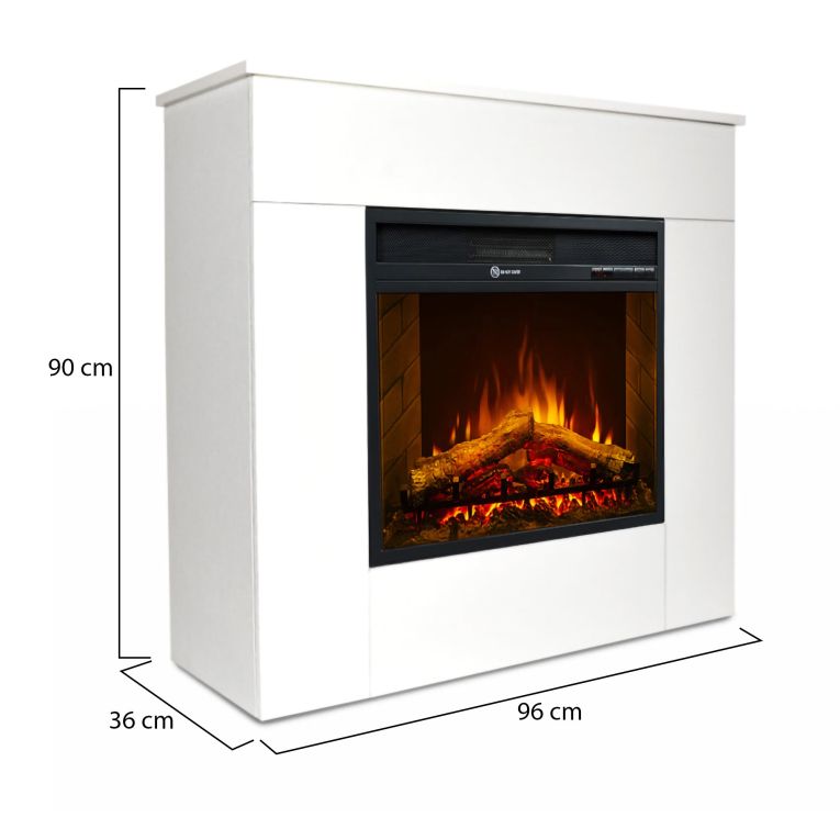 Camino Elettrico Bianco Superficie Riscaldabile 30 Potenza (kw) 0.9-1.8 96x36x90h cm, Indoor - Feletto