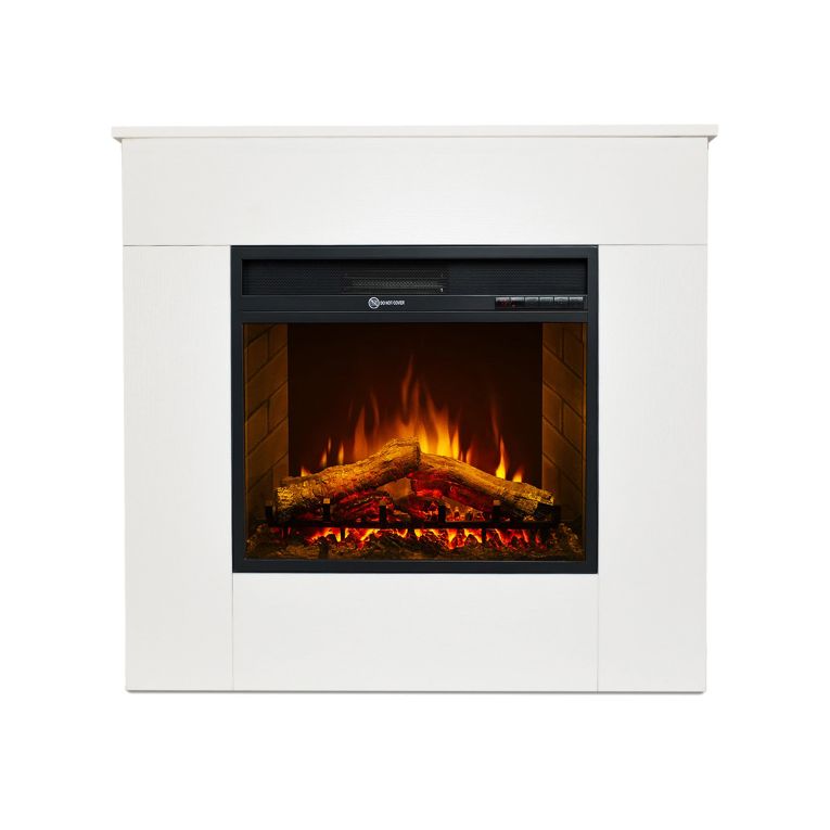 Camino Elettrico Bianco Superficie Riscaldabile 30 Potenza (kw) 0.9-1.8 96x36x90h cm, Indoor - Feletto