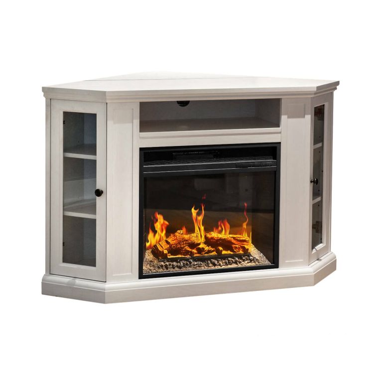 Camino elettrico Dtagliavin, Stufa elettrica, Focolare elettrico a parete, Caminetto moderno, Made in Italy, 126x78 h81 cm, Bianco