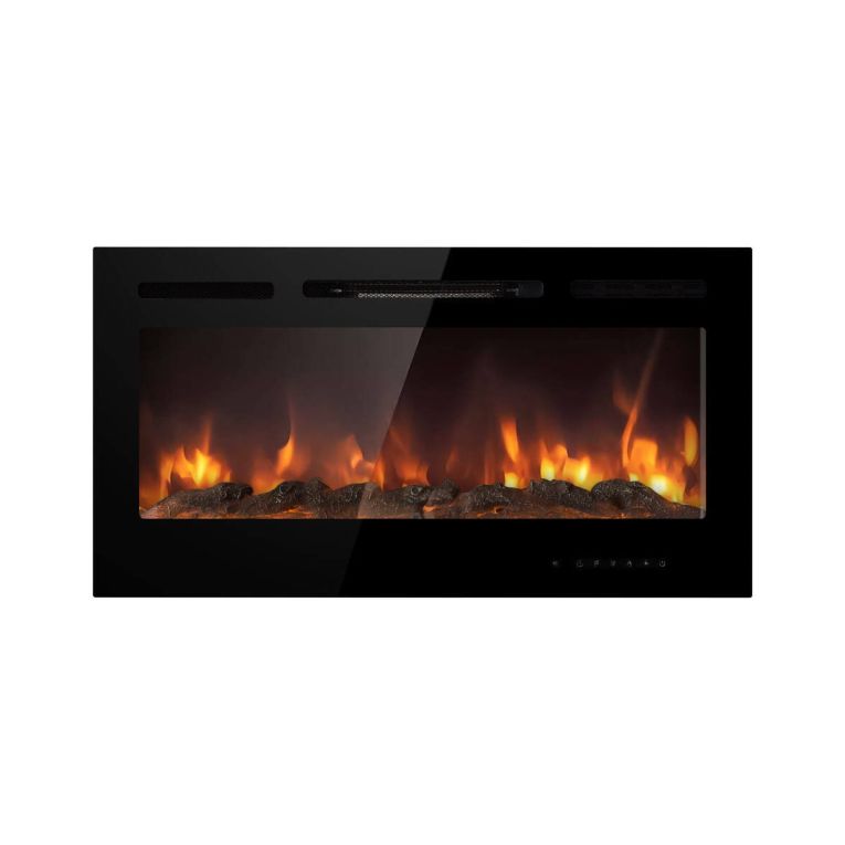 Camino elettrico Dtamborin, Stufa elettrica, Focolare elettrico a parete, Caminetto moderno, Made in Italy, 14x102 h55 cm, Nero