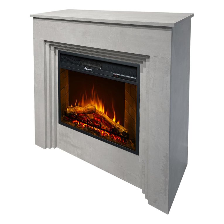 Camino Elettrico Grigio Cemento Superficie Riscaldabile 30 Potenza (kw) 0.9-1.8 96x35x96h cm, Indoor - Sturno
