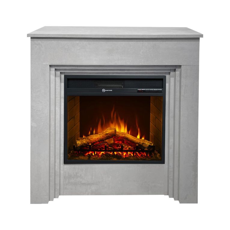Camino Elettrico Grigio Cemento Superficie Riscaldabile 30 Potenza (kw) 0.9-1.8 96x35x96h cm, Indoor - Sturno