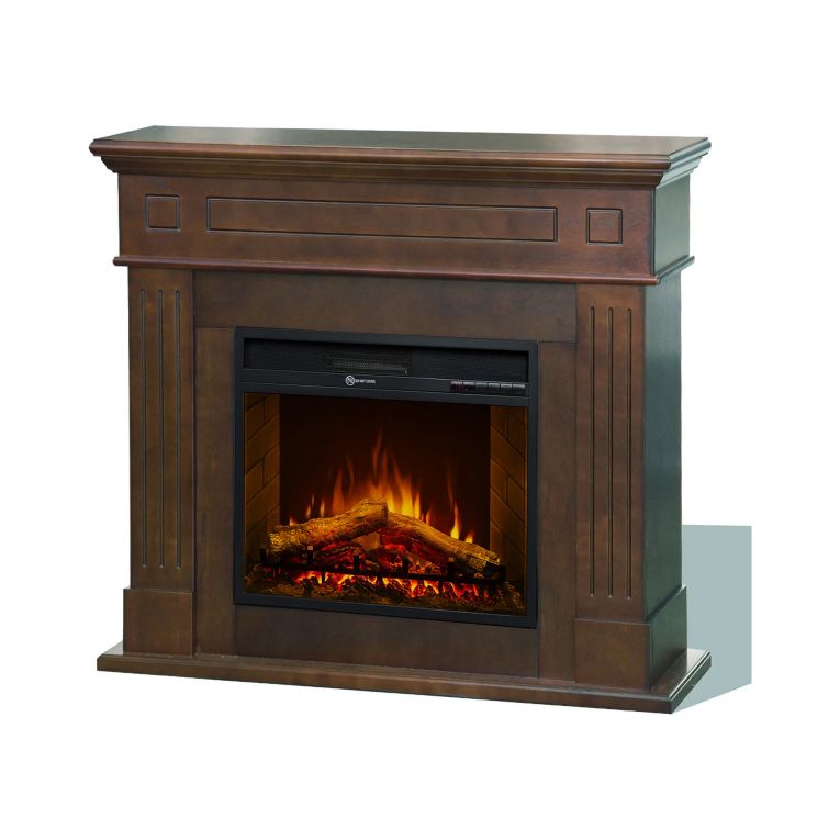 Camino Elettrico Marrone Noce Superficie Riscaldabile 30 Potenza (kw) 0.9-1.8 110x36x100h cm, Indoor - Lentella