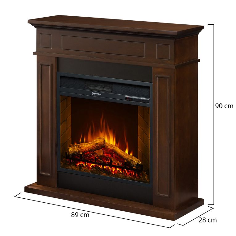 Camino Elettrico Marrone Noce Superficie Riscaldabile 30 Potenza (kw) 0.9-1.8 89x28x90h cm, Indoor - Versiggia