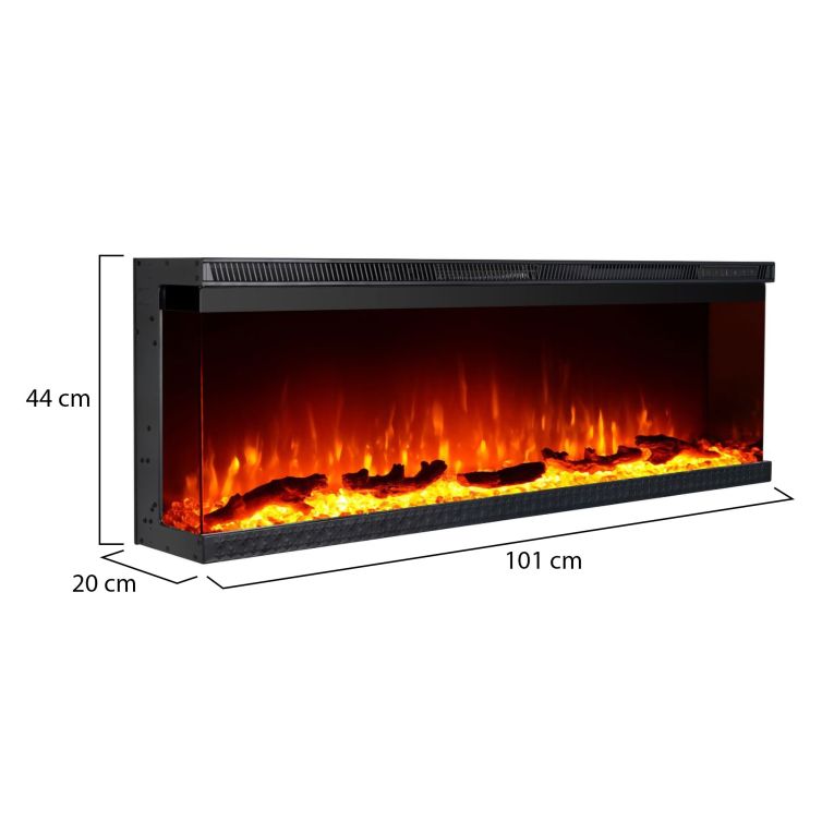 Camino Elettrico Nero Superficie Riscaldabile 30 Potenza (kw) 0.75-1.5 101x20x44h cm, Indoor - Usini