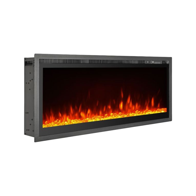 Camino Elettrico Nero Superficie Riscaldabile 30 Potenza (kw) 0.75-1.5 127x14x45h cm, Indoor - Casanova