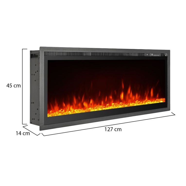 Camino Elettrico Nero Superficie Riscaldabile 30 Potenza (kw) 0.75-1.5 127x14x45h cm, Indoor - Casanova