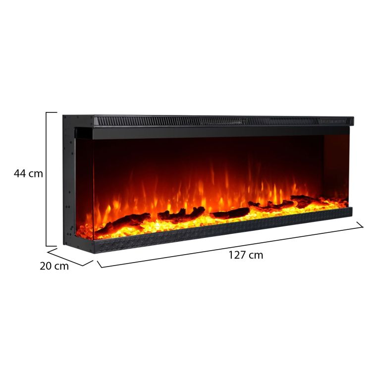 Camino Elettrico Nero Superficie Riscaldabile 30 Potenza (kw) 0.75-1.5 127x20x44h cm, Indoor - Pofi