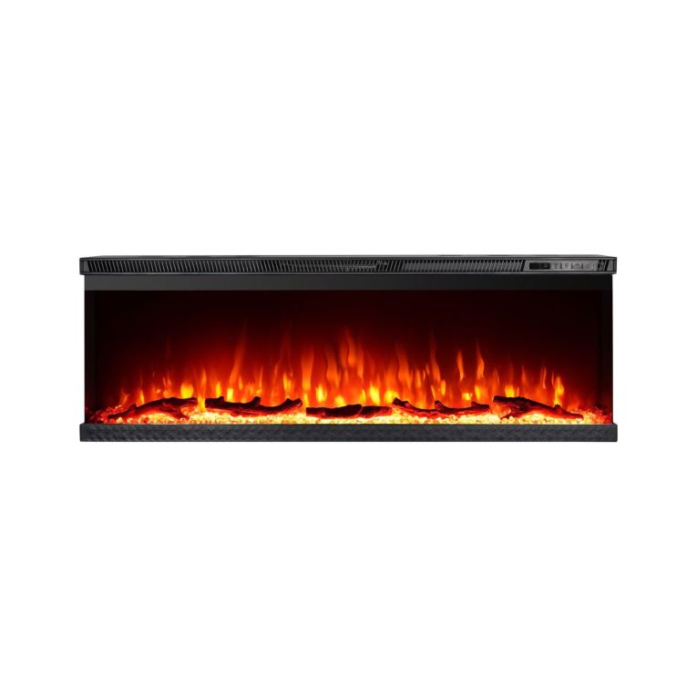 Camino Elettrico Nero Superficie Riscaldabile 30 Potenza (kw) 0.75-1.5 127x20x44h cm, Indoor - Pofi