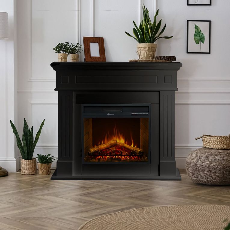 Camino Elettrico Nero Superficie Riscaldabile 30 Potenza (kw) 0.9-1.8 110x36x100h cm, Indoor - Cogliate
