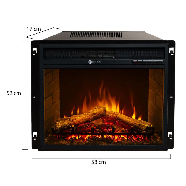 Camino Elettrico Nero Superficie Riscaldabile 30 Potenza (kw) 0.9-1.8 58x17x52h cm, Indoor - Gavardo
