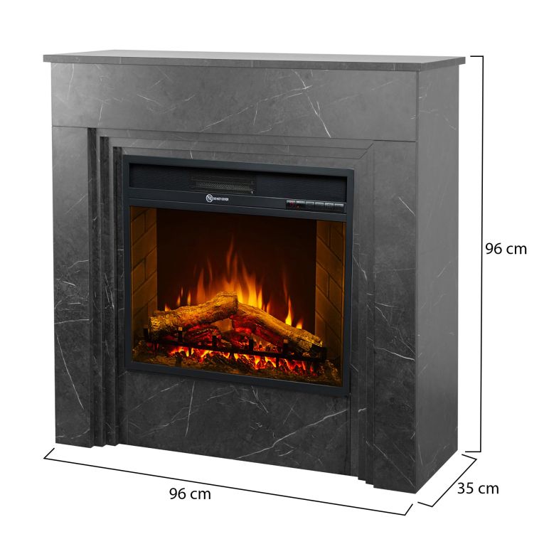 Camino Elettrico Nero Superficie Riscaldabile 30 Potenza (kw) 0.9-1.8 96x35x96h cm, Indoor - Limbiate