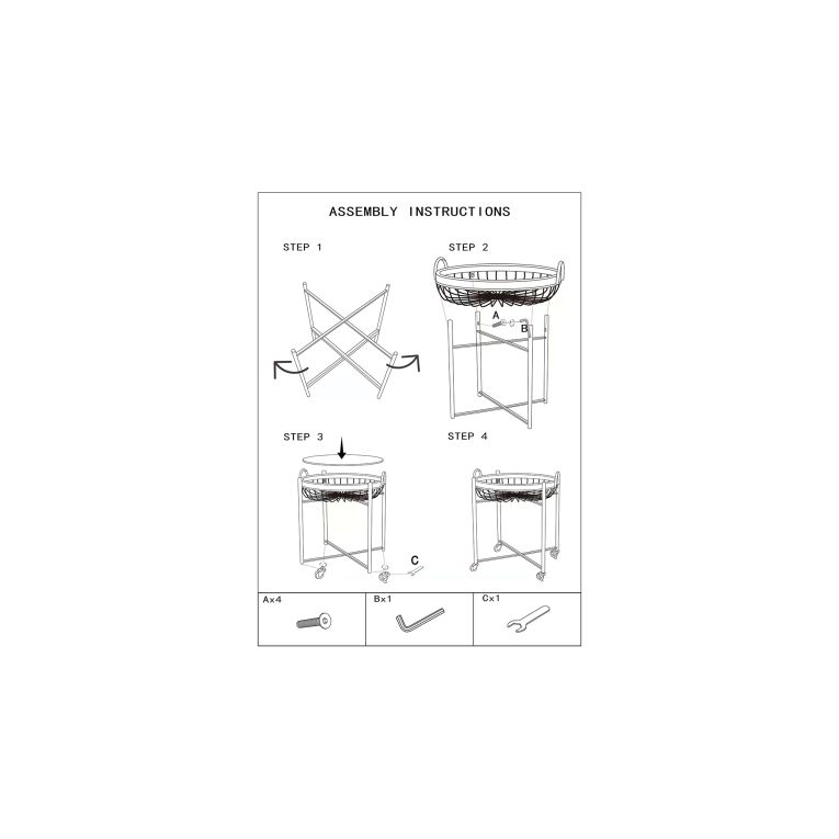 Carrello Marrone Nero 2 Ripiani Ruote 57x56x63h cm, con 2 Cestini in Rattan - Zakopa