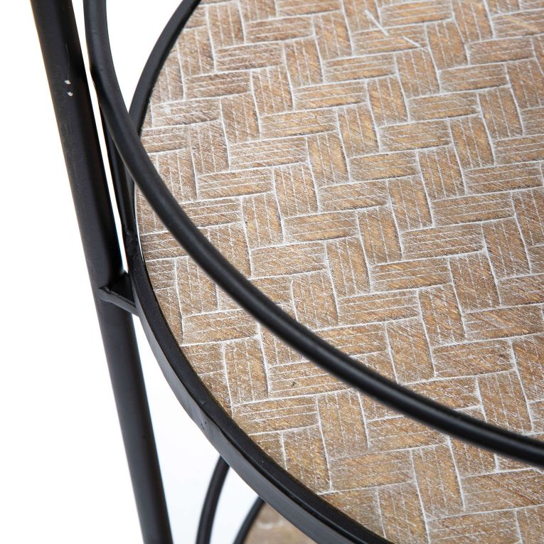 Carrello Marrone Nero 3 Ripiani Ruote 40x42x82h cm, Colore Struttura Nero - Ganaro