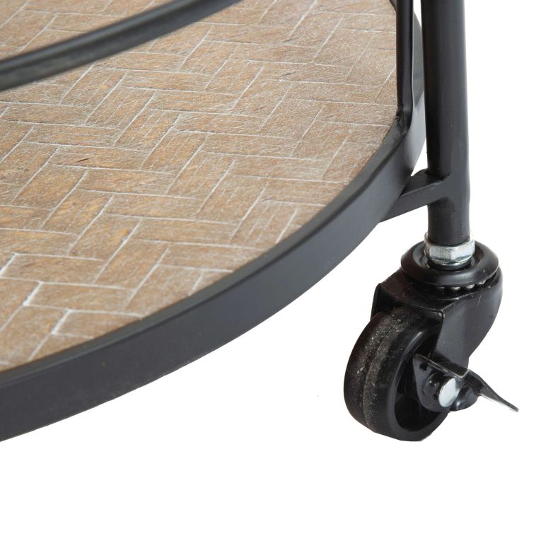 Carrello Marrone Nero 3 Ripiani Ruote 40x42x82h cm, Colore Struttura Nero - Ganaro