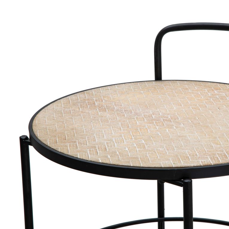 Carrello Marrone Nero 3 Ripiani Ruote 40x42x82h cm, Colore Struttura Nero - Ganaro