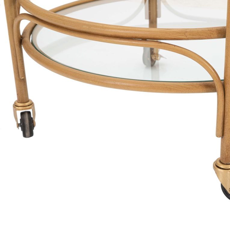 Carrello Marrone Trasparente 2 Ripiani Ruote 51x51x74h cm, Finiture in Rattan - Dalosa