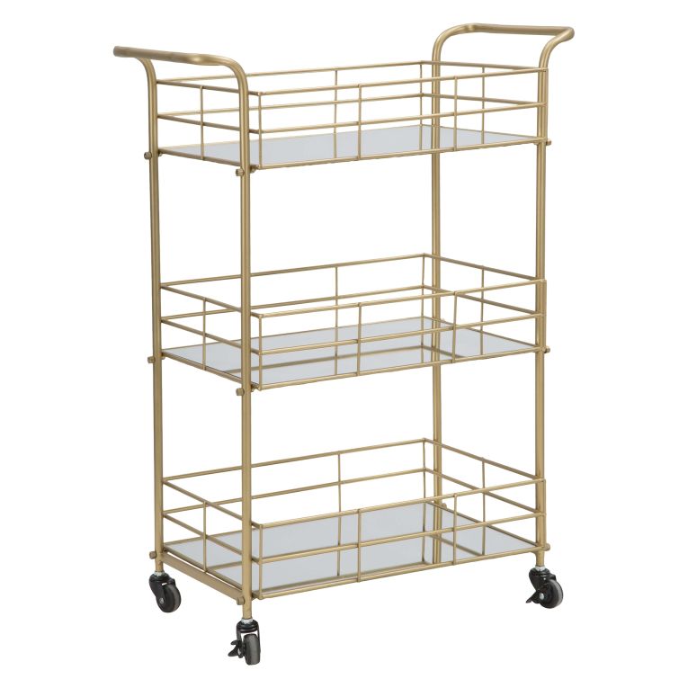 Carrello oro Trasparente Fume 3 Ripiani Ruote 60x31x80h cm, Sfumatura Colore Struttura Fume - Arviat