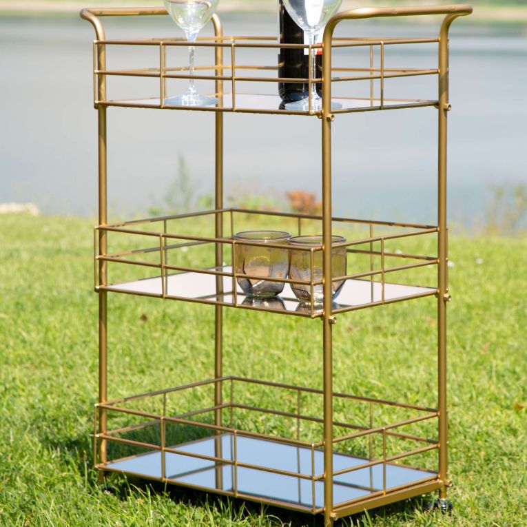 Carrello oro Trasparente Fume 3 Ripiani Ruote 60x31x80h cm, Sfumatura Colore Struttura Fume - Arviat