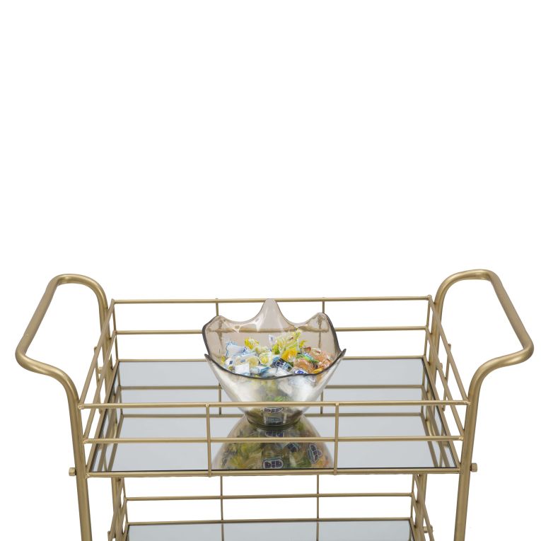Carrello oro Trasparente Fume 3 Ripiani Ruote 60x31x80h cm, Sfumatura Colore Struttura Fume - Arviat