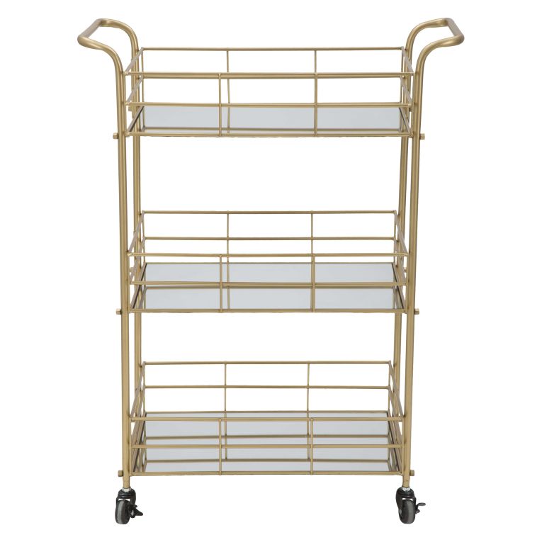 Carrello oro Trasparente Fume 3 Ripiani Ruote 60x31x80h cm, Sfumatura Colore Struttura Fume - Arviat