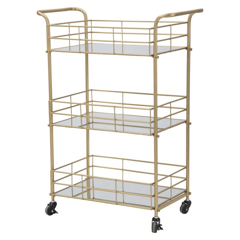 Carrello oro Trasparente Fume 3 Ripiani Ruote 60x31x80h cm, Sfumatura Colore Struttura Fume - Arviat