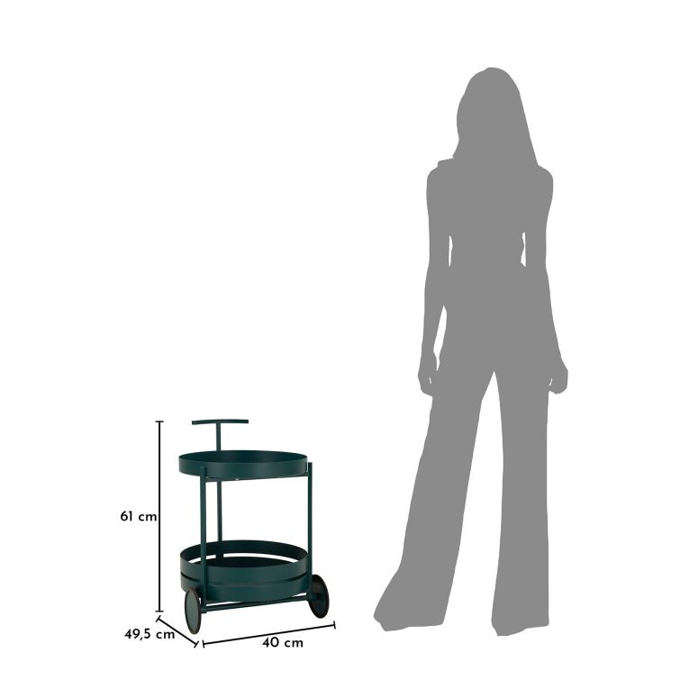 Carrello Verde 2 Ripiani Ruote 45x35x65h cm, Materiale Ripiano in Metallo - Ganamo