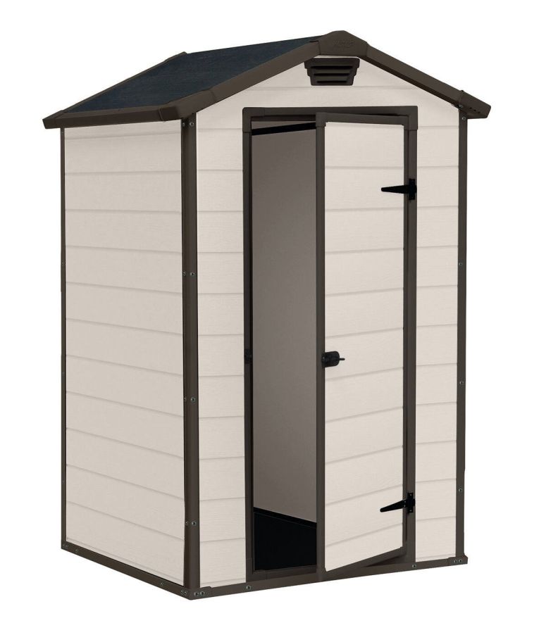 Casetta da giardino Galliate, Capanno da esterno, Rimessa da giardino, Ripostiglio per attrezzi, 129x103 h196 cm, Beige