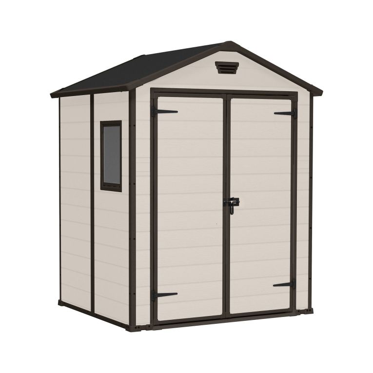 Casetta da giardino Galliate, Capanno da esterno, Rimessa da giardino, Ripostiglio per attrezzi, 185x152 h226 cm, Beige