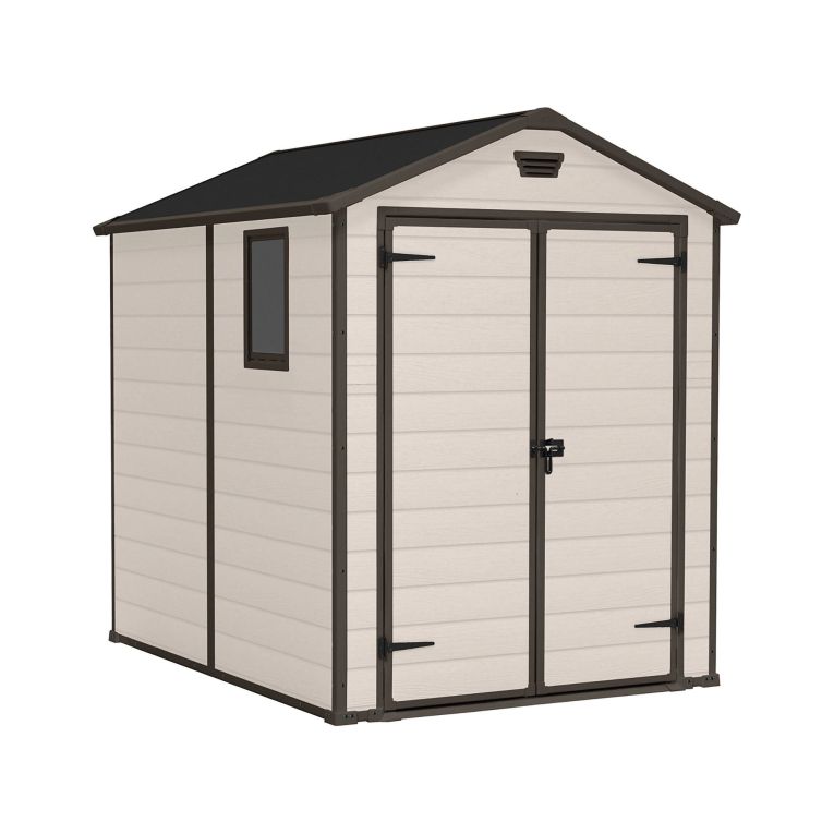 Casetta da giardino Galliate, Capanno da esterno, Rimessa da giardino, Ripostiglio per attrezzi, 186x237 h227 cm, Beige