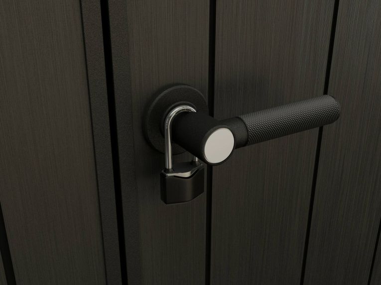 Casetta da Giardino Grigio Nero Resistente Agli Agenti Atmosferici Presenza Finestre 277x218x226h cm, Tetto a due Falde - Whitehall