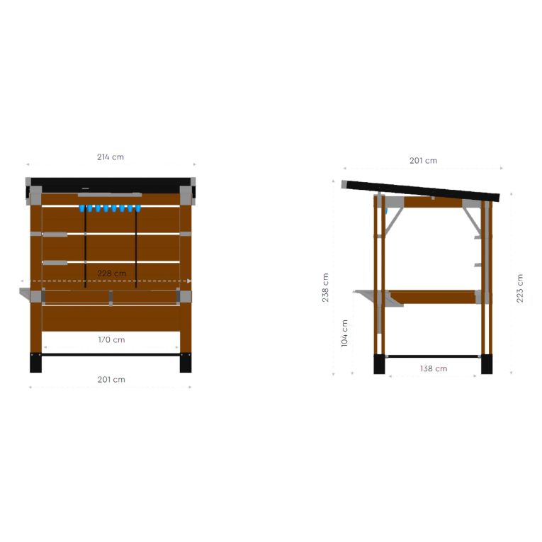 Casetta da Giardino Marrone Noce Chiosco bar Sfumatura Colore Struttura Noce 230x200x238h cm, - Ketchum