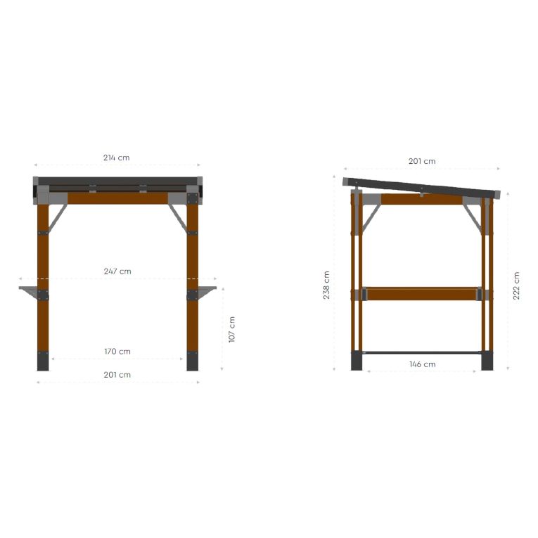Casetta da Giardino Marrone Noce Chiosco per Grill Sfumatura Colore Struttura Noce 247x200x238h cm, - Lacon