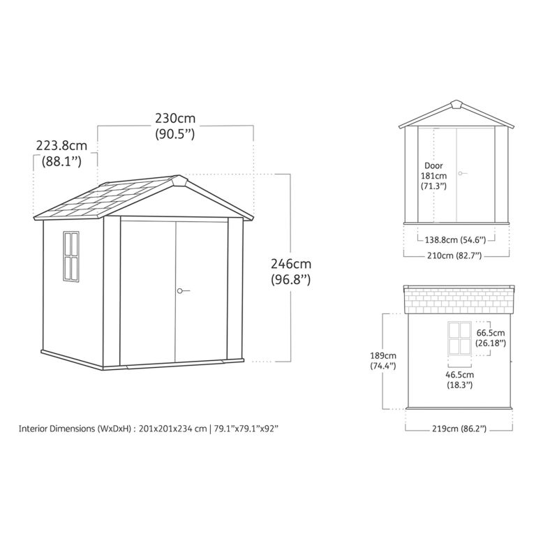 Casetta da Giardino Marrone Noce Nero Pavimento Rialzato, Modulabile, Lucchettabile Presenza Finestre 224x230x246h cm, Tetto a due Falde - Mattoon