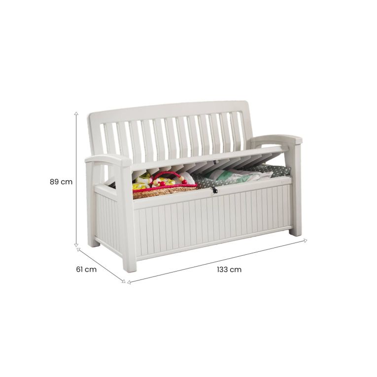 Cassapanca da esterno con schienale 132x61x89h cm bianco - Goderich