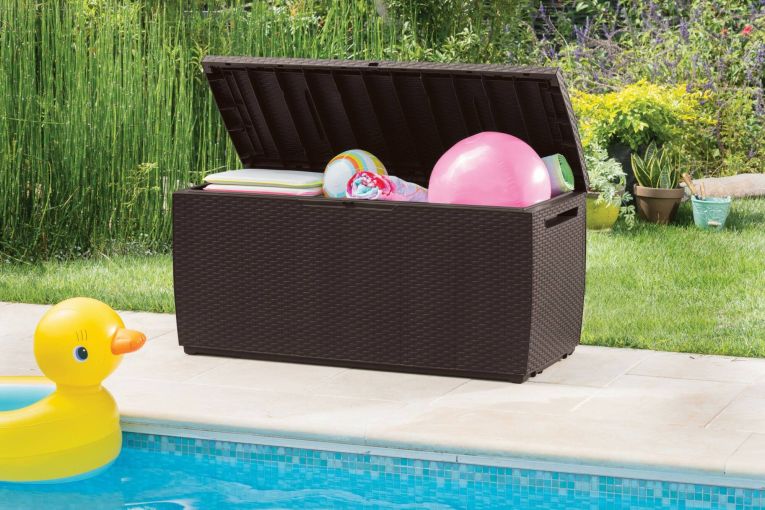 Cassapanca da esterno effetto rattan 123x53x57h cm marrone - Chicoutimi