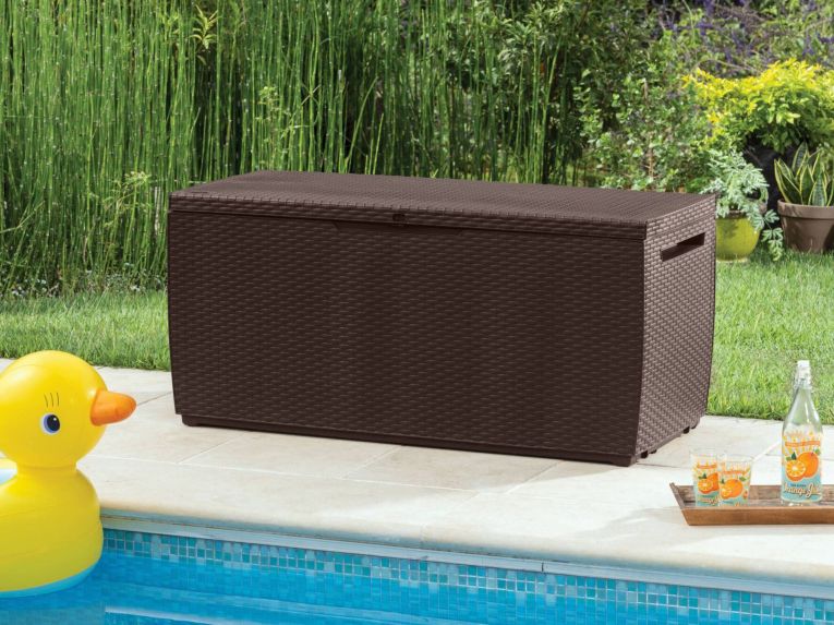 Cassapanca da esterno effetto rattan 123x53x57h cm marrone - Chicoutimi
